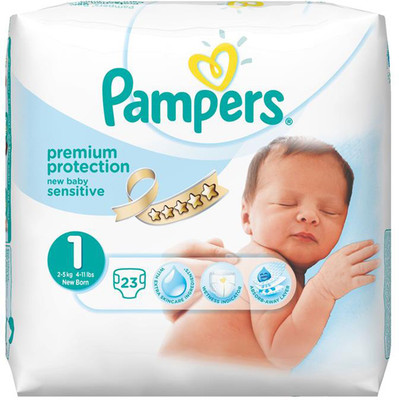 

Pampers New Baby Sensitive Diapers (Size 1) - NB-23Pc (2-5Kg) - New Born