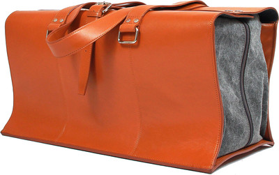 

Skincrafts Leather & Felt Travel Duffle Luggage Bag for Men Travel Duffel Bag(Orange, Grey), Grey;orange