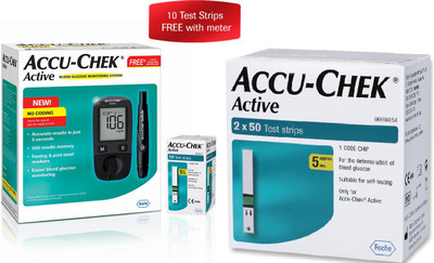 

Accu-Chek Active Meter With 110 Strips Glucometer(Black)