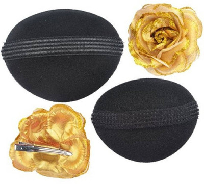 

INAAYA Stylish Hair Base With Golden Rose Clip For Women And Girls, Black Hair Accessory Set(Black, Gold)