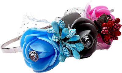 

Proplady Princess Collection Tiara Style Triple Rose Stone Studded Metal Hair Band, Head Band(Blue, Grey, Pink)