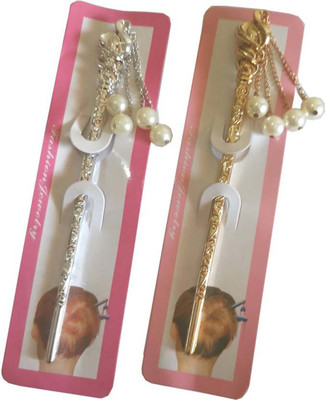 

Garg Traders Designer Handcrafted Silver Hair Stick Bun Stick(Silver)
