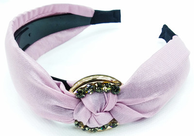 

Fairytale Elegant Knot With Rose Gold Circle Crystals Studded Stylish Premium Quality High Griping Hair Band Head Band For Gilrs and Woman's. Broadness 5 cm Head Band, Hair Band(Pink)
