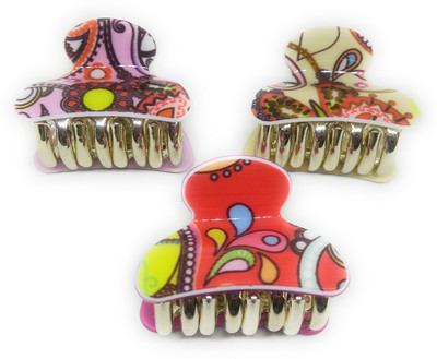

Khubsurat Hair Clutcher / Hair Claw Clip for Girls & Women, Chunry Print, Set of 3 Pieces of 3 Colors, Small Size, Premium Quality Hair Claw, Hair Clip(Multicolor)