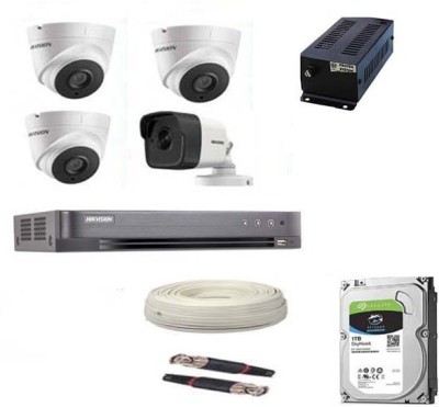 HIKVISION FULL HD 5MP CAMERAS COMBO KIT , 1 BULLET CAMERAS + 3 DOME CAMERAS+1TB HARD DISC+ WIRE ROLL +SUPPLY & ALL REQUIRED CONNECTORS ,by Techno-Krat Security Camera(1 TB, 4 Channel)