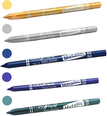 

Color Fever shocking color kajal(golden, silver, navy blue, purple, light green.)
