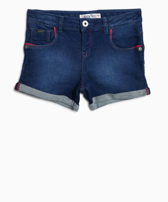 

Palm Tree Short For Girls Casual Solid Denim(Blue, Pack of 1, Dx wash(5000)