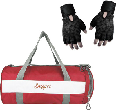 

Snipper Combo of Shoe Compartment Red Bag and Gloves Black Gym & Fitness Kit