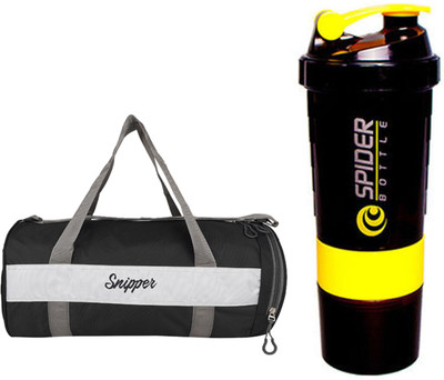 

Snipper Combo of Shoe Compartment Black Bag and Yellow Shaker Gym & Fitness Kit