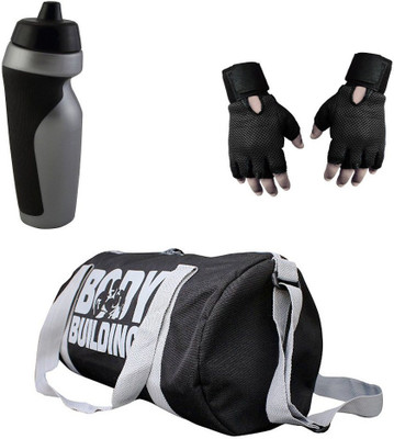 

Vellora Combo High Quality Gym Bag And Gym Glove With sipper penguin Wrist Support Gym & Fitness Kit