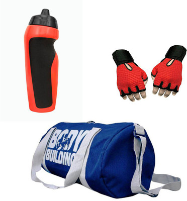 

Vellora Combo High Quality Gym Bag And Gym Glove With sipper penguin Wrist Support Gym & Fitness Kit