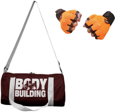 

Snipper Combo of Bodybuilding Bag Wine and Gloves Orange Gym & Fitness Kit