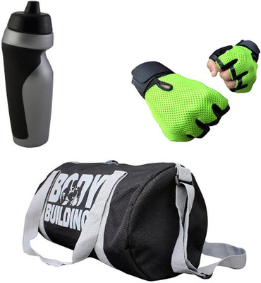 

Vellora Combo High Quality Gym Bag And Gym Glove With sipper penguin Wrist Support Gym & Fitness Kit