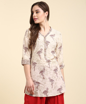biba-casual-printed-women-kurtibeige