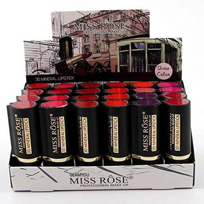 

Glamyou 24pcs in one set: 24pcs/lot 9 Colors Waterproof 3D Mineral Lipstick, Matte Black Designs Dark Purple Red Lips Makeup Woman Cosmetic A288(Multicolor)
