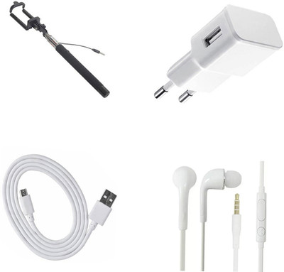 DAKRON Wall Charger Accessory Combo for Micromax Canvas 6(White)