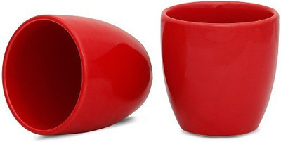 

Caffeine Giant Coffee Kulhad Ceramic Mug(350 ml, Pack of 2), Red