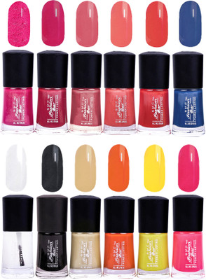 

SMC FASHION BAR Gel Based High Shine Nail Paint Combo Red Purple Matelic, Cranberry Pink, Rosewood, Peach, Blood Red, Royal Blue, Top Coat, Black, Nude Brown, Orange, Neon Yellow, Neon Pink(Pack of 12)