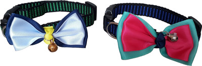 

Pet Needs Combo of 2 High Quality Designer Adjustable Bow Design Collar for Puppy/Cat-Small Dog Show Collar(, Multicolor