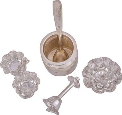 

Shreeng silver plated pooja article no.4 5pcs. Stainless Steel(5 Pieces, Silver)