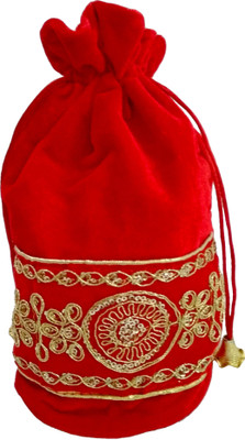 

DsGifts Beautiful Designer Multipurpose Wallet Potli Bag with Zari Work For Women Potli(Red)