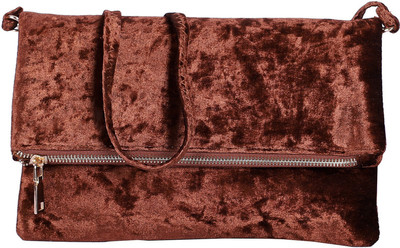 

Shubh Creations Women Casual Brown Velvet Sling Bag