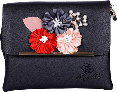 

Shubh Creations Women Casual Black PU Sling Bag