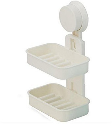 

Bluwings Double Layer Plastic Plates Soap Case Holder Wall Mount Soap Box Tray Drain Kitchen Tools (White)