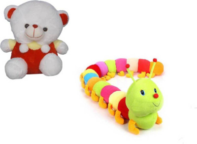 HOMOKART Combo Of Kitty Teddy Bear And Caterpiller - 12 inch(Red)