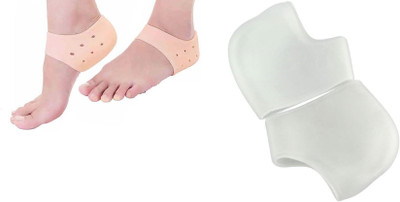 

H D Enterprise Gel Heel Socks Protector For Heel Anti-Crack Set, Anti Chapped, Crust, Rough Heel Support (, White, Orange