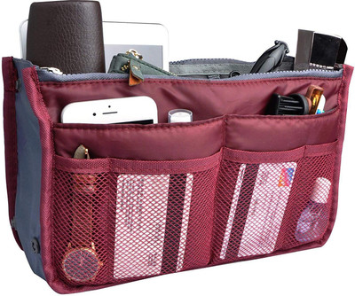 

ROYALDEAL Handbag Organizer Travel Storage Bag Multi 13 Pocket Function Bag Organizer Purse Switcher Convenient Compact and Stylish - Maroon(Maroon)
