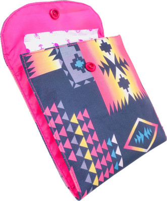 

Meher Collection Cosmetic Pouch(Multicolor, Pink), Pink button;pink lining;zigzag print