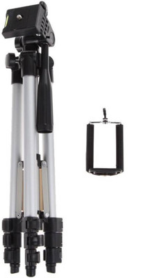 

Syvo Tripod - 3110 Portable & Foldable Camera - Mobile Tripod With Mobile Clip Holder Bracket , Fully Flexible Mount Cum Tripod , Standwith Three-dimensional Head & Quick Release Plate Only 150 gm Tripod Kit(Silver, Supports Up to 1500 g)