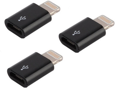 

FUZION PACK OF 3 MICRO USB TO 8 PIN LIGHTNING CHARGER CONVERTER USB Adapter(Black)