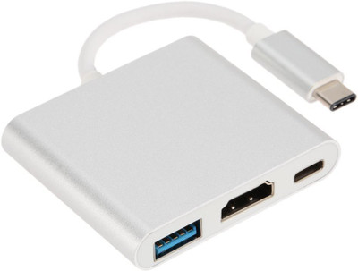 

Globus Geschaft USB 3.1 Type C to HDMI Adapter, 3-in-1 USB-C to HDMI ,Type-C Multi port Adapter For Mackbook and all Type-C Devices USB Adapter(Silver)