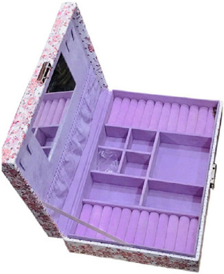 

fundatraders Cosmetic Box Jewellery Vanity Box - Use As/Jewellery Box/Make up Box/with Multi purpose Compartment with Mirror and Locking Facility multi purpose, organize your makeup and cosmetic items Vanity Box(White)