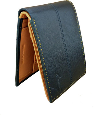Naysa Men Casual Black, Tan Genuine Leather Wallet(8 Card Slots)