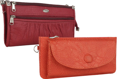 

Element Cart Women Casual Multicolor Artificial Leather Wallet(5 Card Slots), Maroon;tan