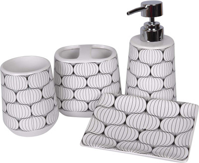 

Scrafts Lines Abstract D4 Set of 4 Ceramic Bathroom Set Washing Machine Soap Dispenser