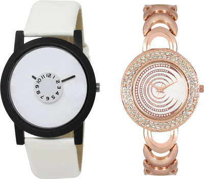 

Shocknshop LR26_202 Designer Analog Leather and Chain Strap Couple Watch - For Men & Women