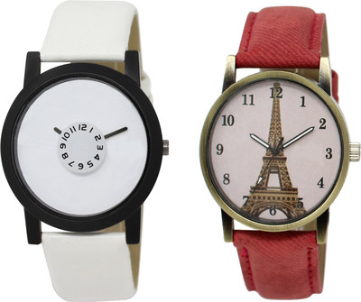 

Shocknshop LR26_230 Designer Analog Leather and Chain Strap Couple Watch - For Men & Women