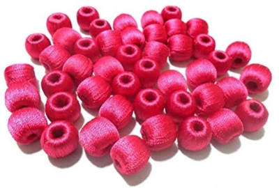 

Medonna shoppe Dark Pink silk thread wrapped beads for jewellery making, craft works, pack of 50 nos