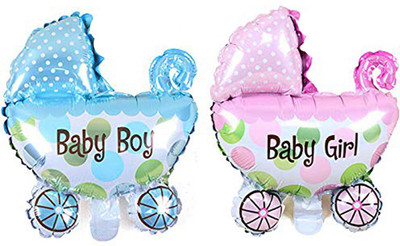 

AMFIN Printed Blue, Pink Cradle Shape Foil Balloon - 10 Balloon(Blue, Pink, Pack of 2)