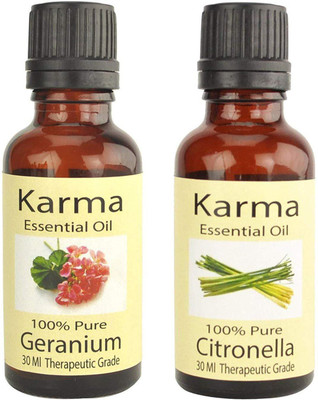 

Karma 100% pure Therapeutic Grade undiluted essential oils in 30 ml Bottles-Citronella Essential Oil Geranium Essential Oil(30 ml)