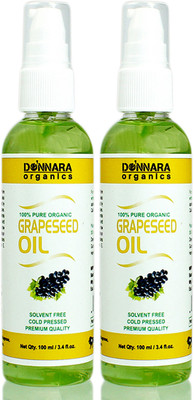 

Donnara Organics Premium Grapeseed oil- 100% Pure & Natural Combo pack of 2 bottles of 100 ml(200 ml) Hair Oil(200 ml)