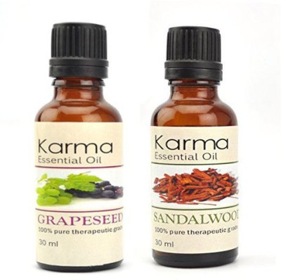 

Karma 100% Pure Therapeutic Grade Undiluted Essential Oils in 30 ml Bottles-Grapeseed Sandalwood Essential Oil(30 ml)