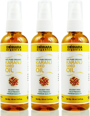 

Donnara Organics Premium Karanj Seed oil- 100% Pure & Natural Combo pack of 3 bottles of 100 ml(300 ml) Hair Oil(300 ml)