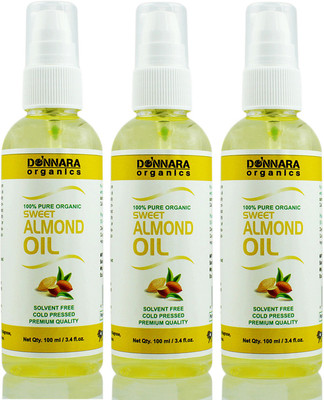 

Donnara Organics 100% Pure Sweet Almond oil Combo pack of 3 bottles of 100 ml(300 ml)(300 ml)