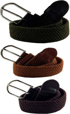 

ELS Men & Women Casual Multicolor Canvas, Fabric, Synthetic Belt, Brown;green;khaki