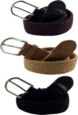 

ELS Men & Women Casual, Evening Brown, Beige, Black Canvas, Fabric, Synthetic Belt, Beige;black;brown